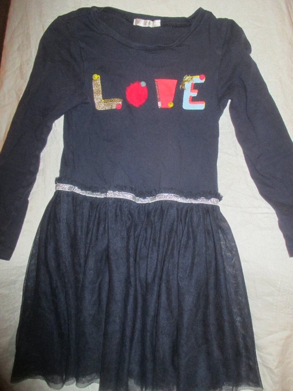 Billie Blush Girls Long Sleeve Navy Blue Tu-Tu Dress Size 8- LOVE